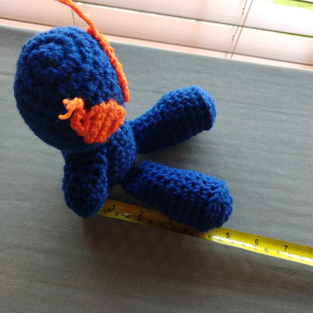 Blue Alien Amigurumi Doll Orange Eye antennae handmade crochet New ready to ship - Picture 10 of 11